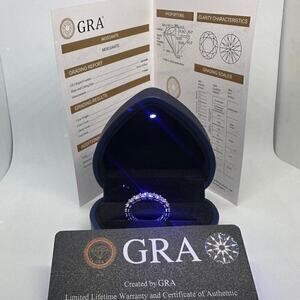 Moissanite Diamond Eternity Band Infinity Ring Pt950 Plated 925 GRA Size 6.5